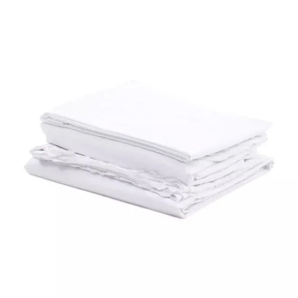 RACHEL ASHWELL KING Sheet Set White 200tc Cotton Percale Eyelet Scalloped Trim